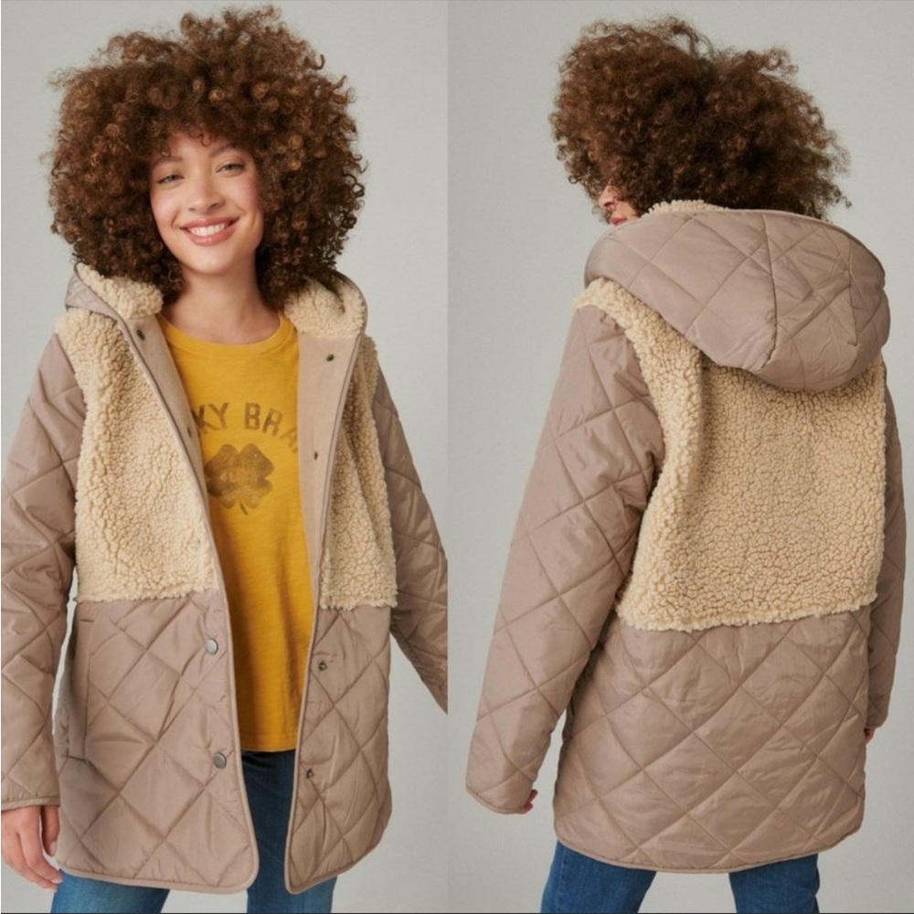 {Lucky Brand} Quilted Faux Shearling Jacket